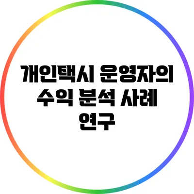 개인택시 운영자의 수익 분석 사례 연구