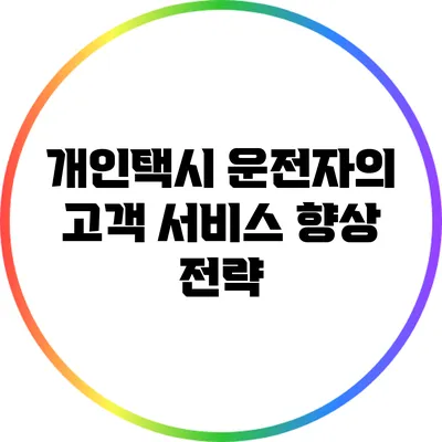개인택시 운전자의 고객 서비스 향상 전략