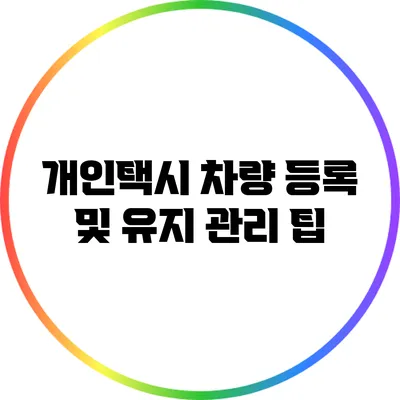 개인택시 차량 등록 및 유지 관리 팁