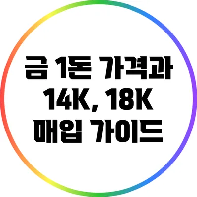금 1돈 가격과 14K, 18K 매입 가이드