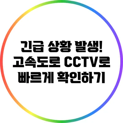 긴급 상황 발생! 고속도로 CCTV로 빠르게 확인하기
