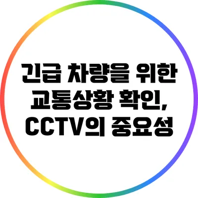 긴급 차량을 위한 교통상황 확인, CCTV의 중요성