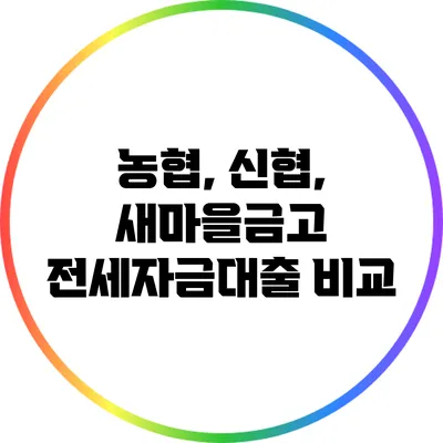농협, 신협, 새마을금고 전세자금대출 비교