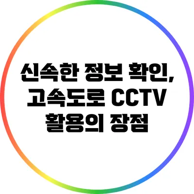 신속한 정보 확인, 고속도로 CCTV 활용의 장점