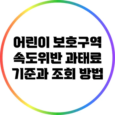 어린이 보호구역 속도위반 과태료 기준과 조회 방법