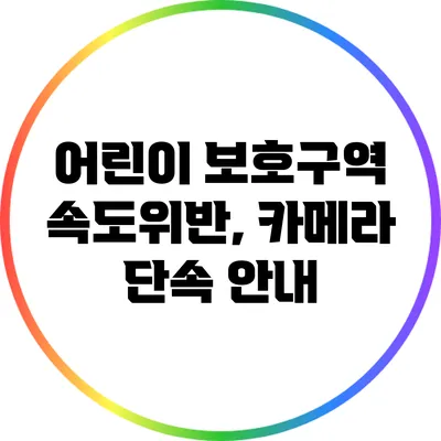 어린이 보호구역 속도위반, 카메라 단속 안내