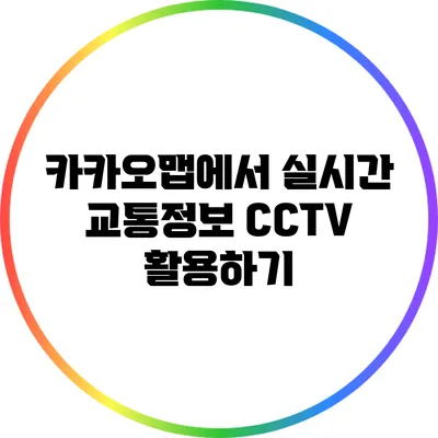 카카오맵에서 실시간 교통정보 CCTV 활용하기