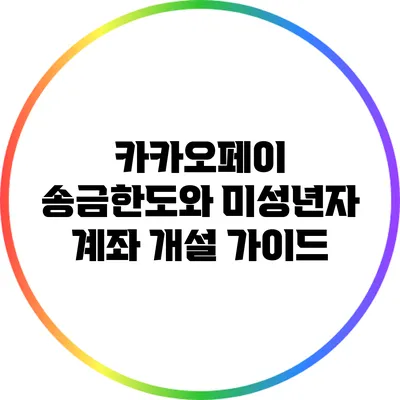 카카오페이 송금한도와 미성년자 계좌 개설 가이드