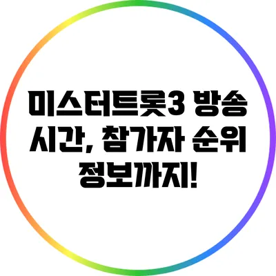 미스터트롯3 방송 시간, 참가자 순위 정보까지!