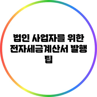 법인 사업자를 위한 전자세금계산서 발행 팁