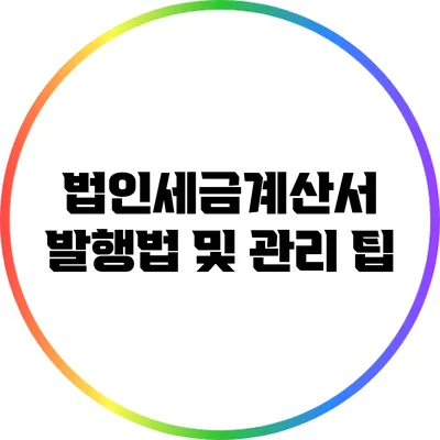 법인세금계산서 발행법 및 관리 팁