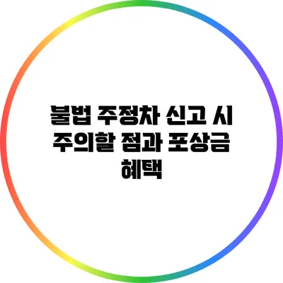 불법 주정차 신고 시 주의할 점과 포상금 혜택