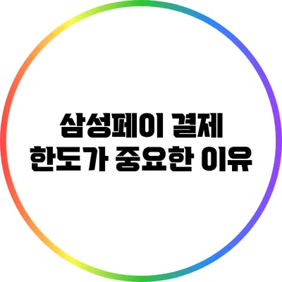 삼성페이 결제 한도가 중요한 이유