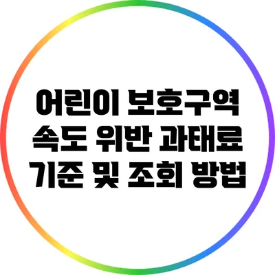 어린이 보호구역 속도 위반 과태료 기준 및 조회 방법