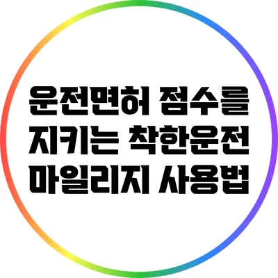 운전면허 점수를 지키는 착한운전 마일리지 사용법