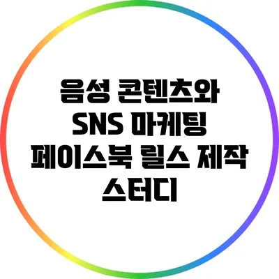 음성 콘텐츠와 SNS 마케팅: 페이스북 릴스 제작 스터디