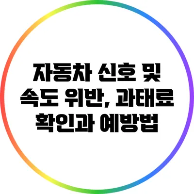 자동차 신호 및 속도 위반, 과태료 확인과 예방법
