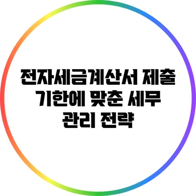 전자세금계산서 제출 기한에 맞춘 세무 관리 전략
