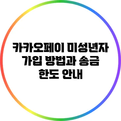 카카오페이 미성년자 가입 방법과 송금 한도 안내