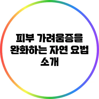 피부 가려움증을 완화하는 자연 요법 소개