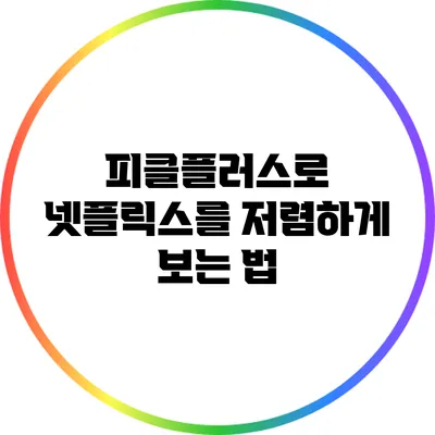 피클플러스로 넷플릭스를 저렴하게 보는 법