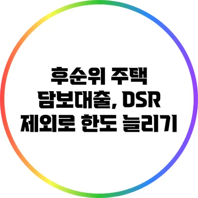 후순위 주택 담보대출, DSR 제외로 한도 늘리기