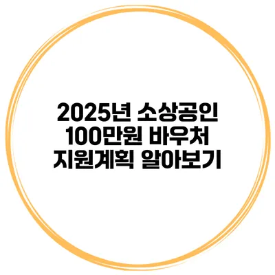 2025년 소상공인 100만원 바우처 지원계획 알아보기