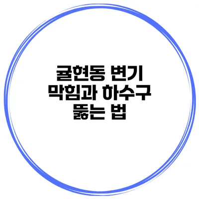 귤현동 변기 막힘과 하수구 뚫는 법