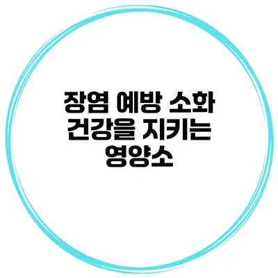 장염 예방 소화 건강을 지키는 영양소