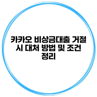 카카오 비상금대출 거절 시 대처 방법 및 조건 정리