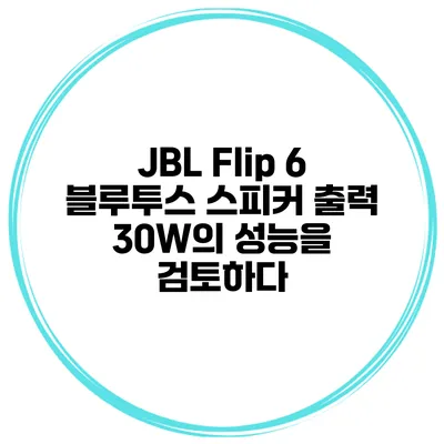 JBL Flip 6 블루투스 스피커 출력 30W의 성능을 검토하다