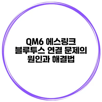 QM6 에스링크 블루투스 연결 문제의 원인과 해결법