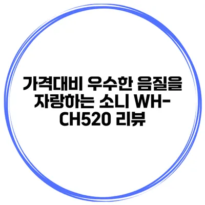 가격대비 우수한 음질을 자랑하는 소니 WH-CH520 리뷰