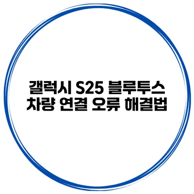 갤럭시 S25 블루투스 차량 연결 오류 해결법