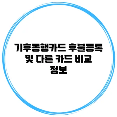 기후동행카드 후불등록 및 다른 카드 비교 정보
