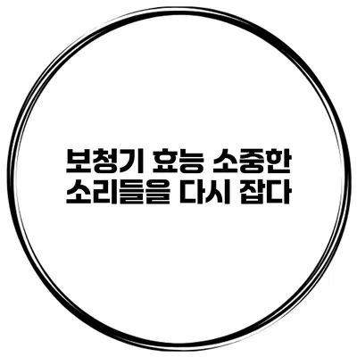 보청기 효능 소중한 소리들을 다시 잡다