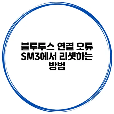 블루투스 연결 오류? SM3에서 리셋하는 방법