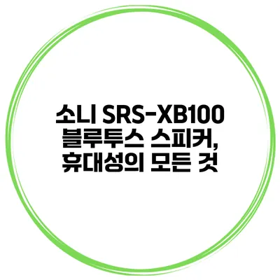 소니 SRS-XB100 블루투스 스피커, 휴대성의 모든 것