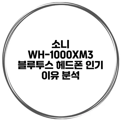 소니 WH-1000XM3 블루투스 헤드폰 인기 이유 분석