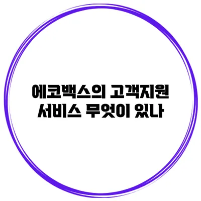 에코백스의 고객지원 서비스 무엇이 있나?